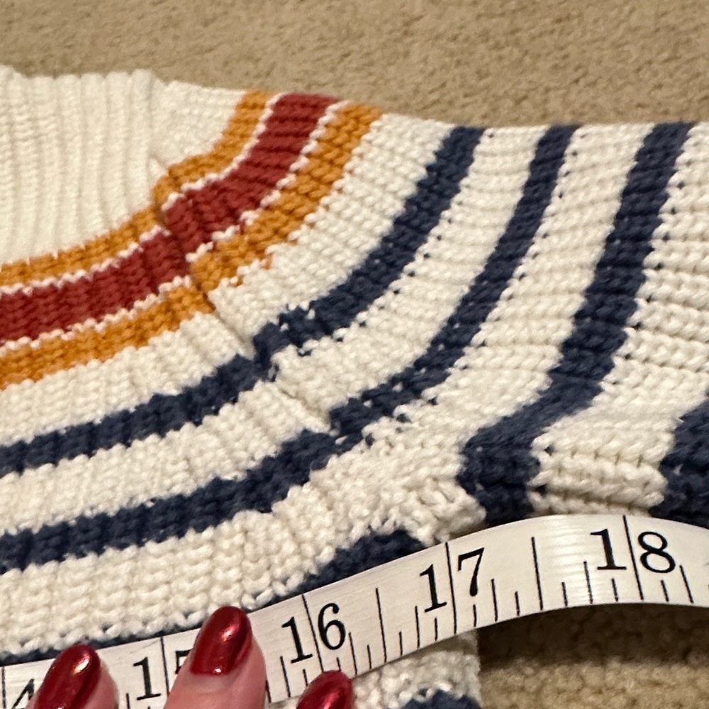 Faherty Cream and Navy Striped Sweater - Picture 6 of 7